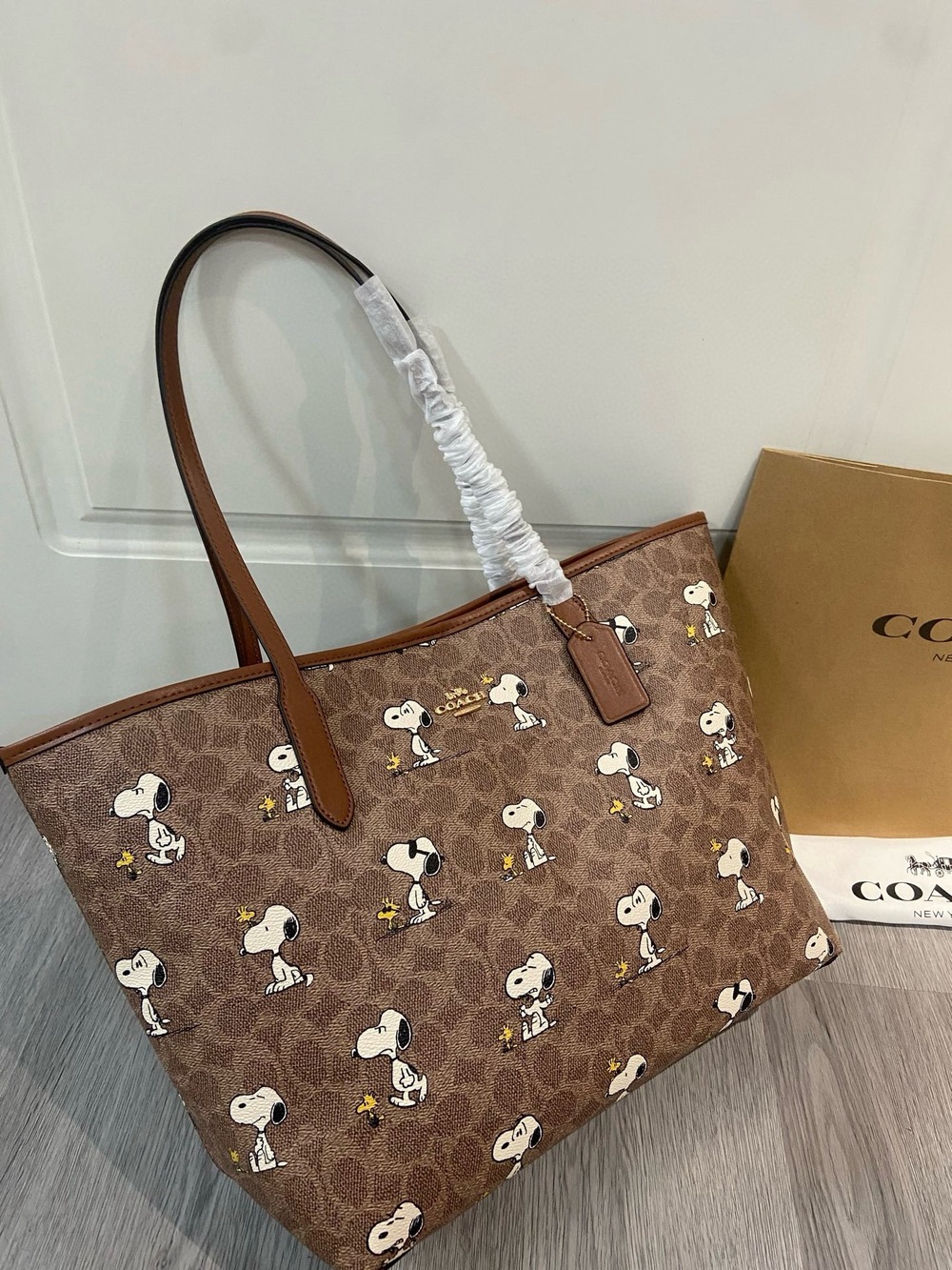 Coach X Peanuts Snoopy Signature Canvas Tote Bag